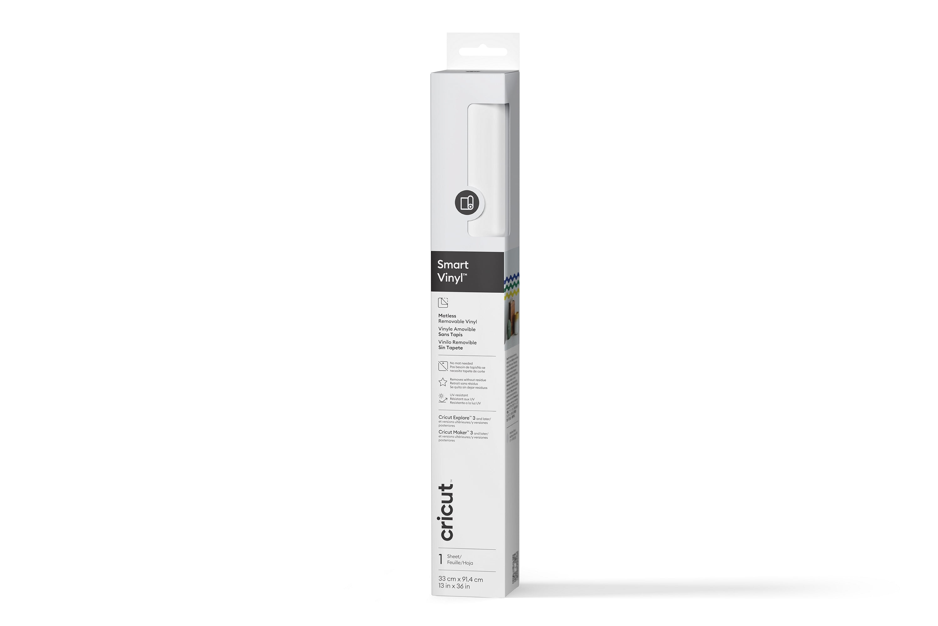 Cricut® Smart Vinyl™ Matless Removable Vinyl (3 ft), 13" x 36",White