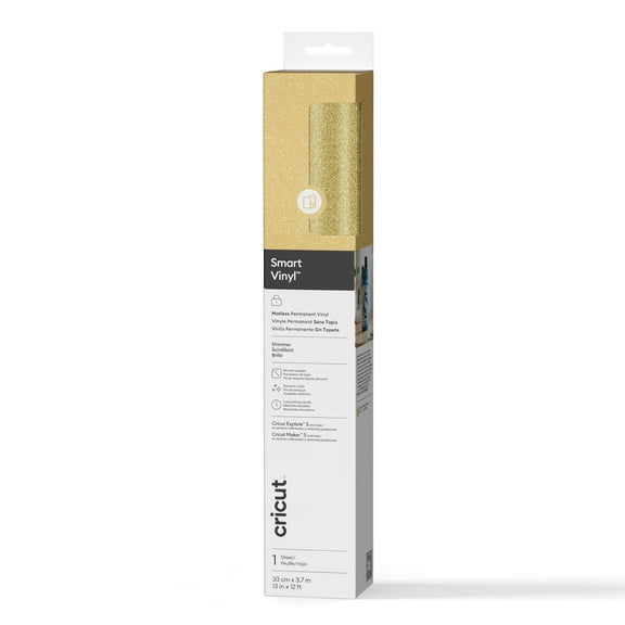 Cricut Smart Vinyl Shimmer Matless Permanent Vinyl (12 ft), 13" x 144",Gold