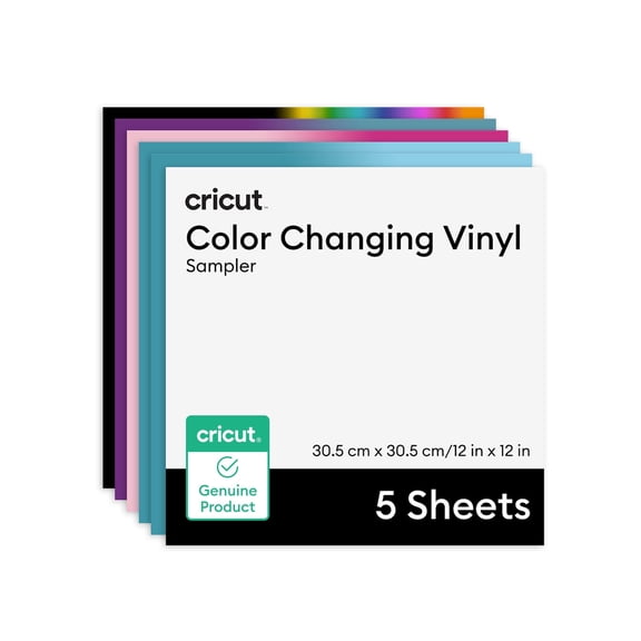 Cricut Color-Changing Permanent Vinyl, 5 ct Rainbow Sampler - 12 in x 12 in Sheets
