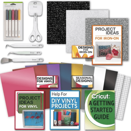 Cricut Tools Bundle Beginner Cricut Guide, Vinyl Pack, Basic Tools and Cricut Explore Fine Point Pens