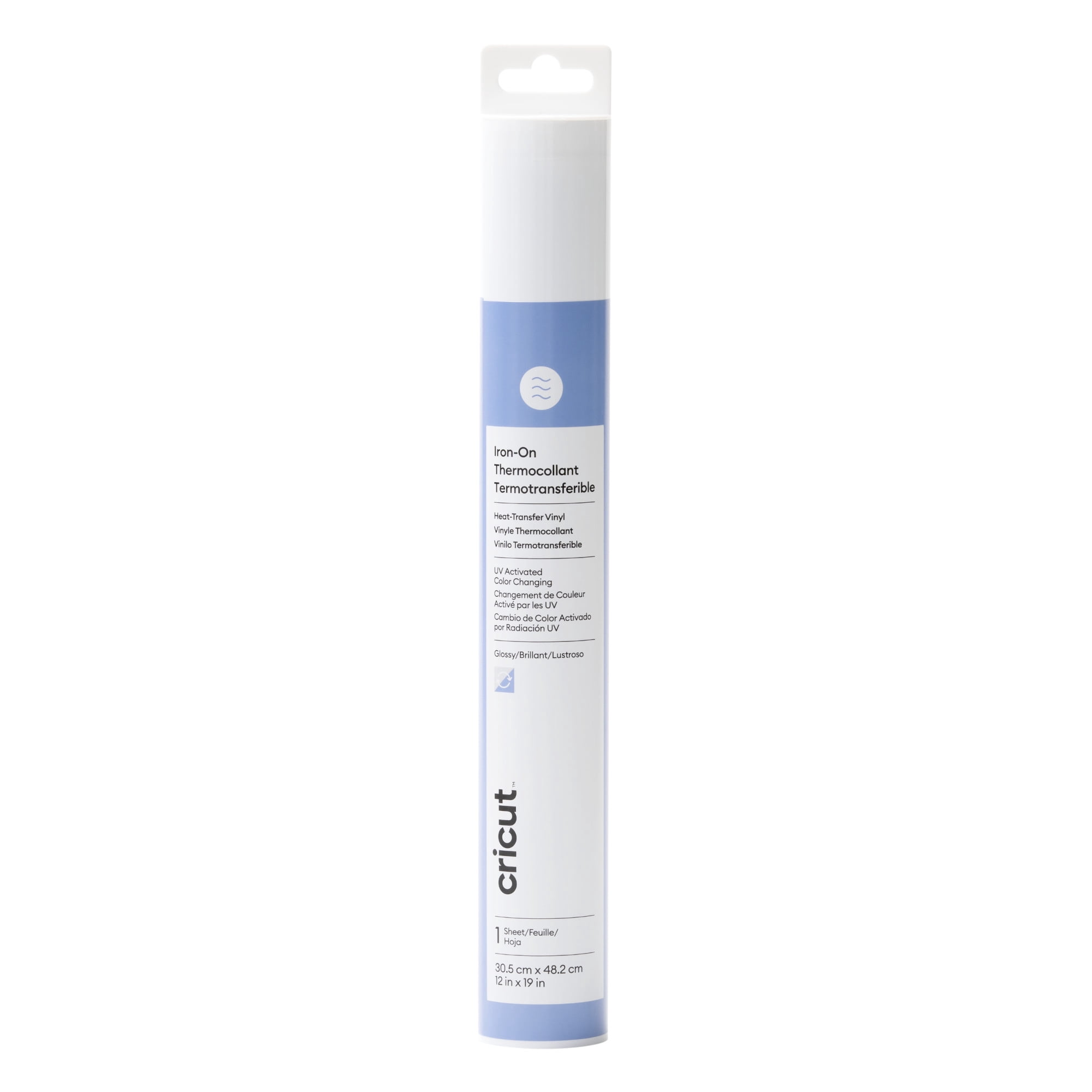 Cricut UV-Activated, Color-Changing Iron-On, White - Blue, 12" x 19", Roll
