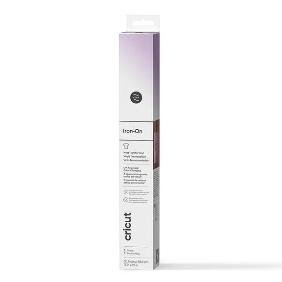 Cricut UV-Activated Color-Changing Iron-On Vinyl 12" x 19", White to Pastel Violet
