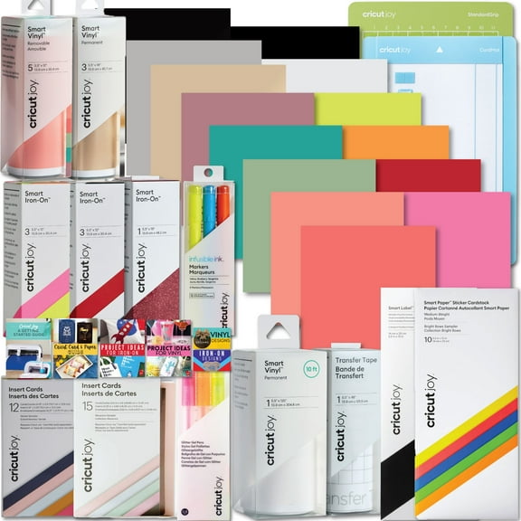 Cricut Ultimate All-in-One Vinyl Rolls, Materials and Accessories Bundle for Cricut Joy Die-Cut Machines