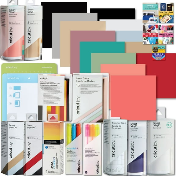 Cricut Ultimate All-in-One Vinyl Rolls, Materials and Accessories Bundle for Cricut Joy Die-Cut Machines