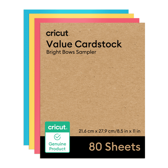 Cricut Cardstock Sampler Pack, Bright Bows Multicolor Value Cardstock Paper, 8.5 in x 11 in, 80 Sheets