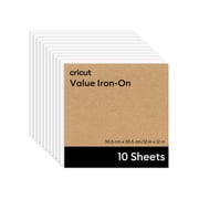 Cricut Value Iron-On Heat Transfer Vinyl Sheets, White, 12 in x 12 in, 10 ct