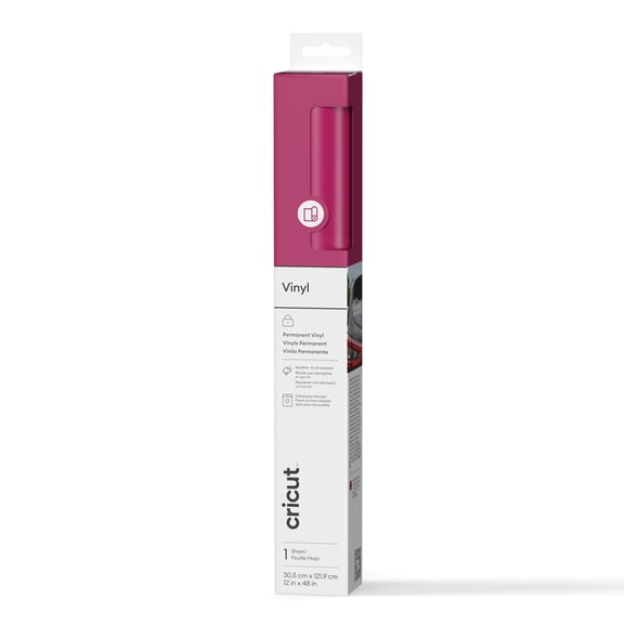 Cricut® Glossy Vinyl – Permanent 4ft), 12" x 48", Raspberry