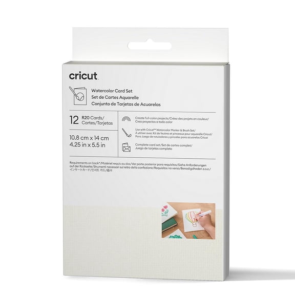 Cricut Watercolor Cards - R20 (12), 4.25" x 5.5",Ivory