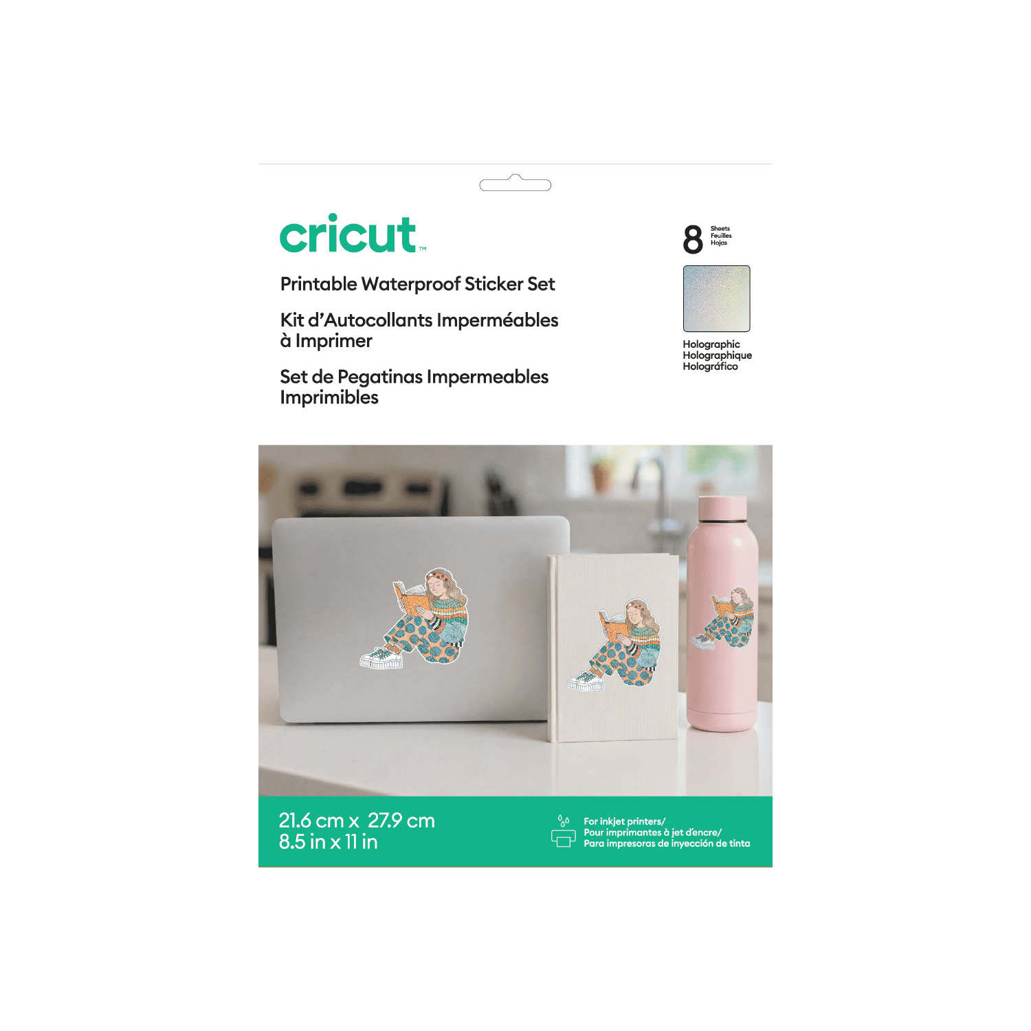 Cricut Waterproof Holographic Sticker Set- White (8)
