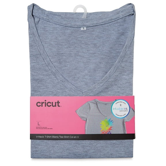 Cricut Women's Grey T-Shirt Blank, V Neck, Large