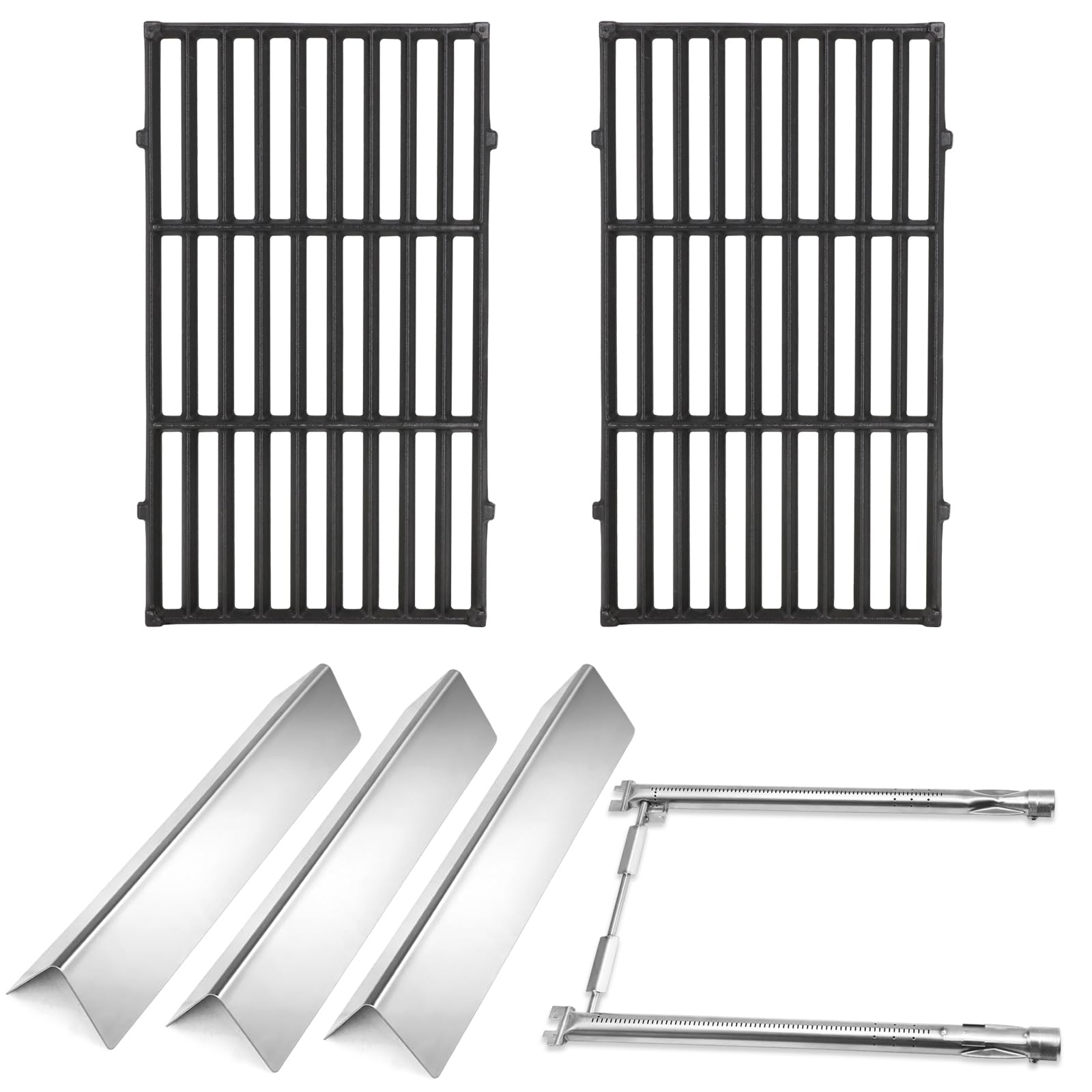 Kit Ricambio Per Griglia Weber Spirit 200 Series: 2 Griglie In Ghisa, 2 Bruciatori Inox, 3 Barre Aromatizzanti – Modelli E-210, S-220, II E-210 E Simili (2013+)