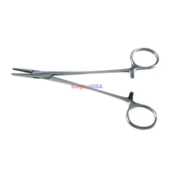 Crile-Wood Needle Holders Straight Serrated Jaws 7Inch Ratchet Lock Ring Handle