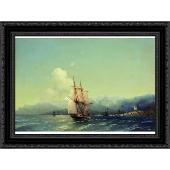 Crimea 24x19 Black Ornate Wood Framed Canvas Art by Aivazovsky, Ivan