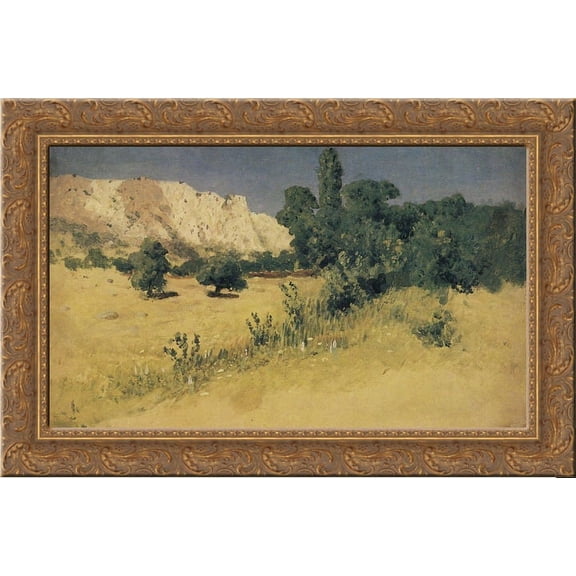 Crimea. Yayla 24x18 Gold Ornate Wood Framed Canvas Art by Arkhip Kuindzhi