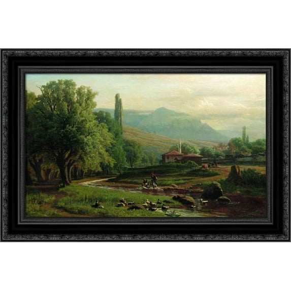Crimean summer landscape 24x18 Black Ornate Wood Framed Canvas Art by Orlovsky, Volodymyr