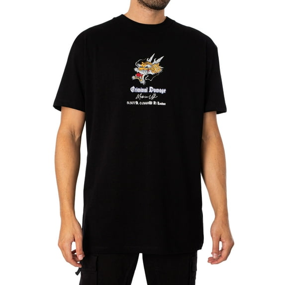 Criminal Damage Dragon Tiger Fight Back Graphic T-Shirt, Black