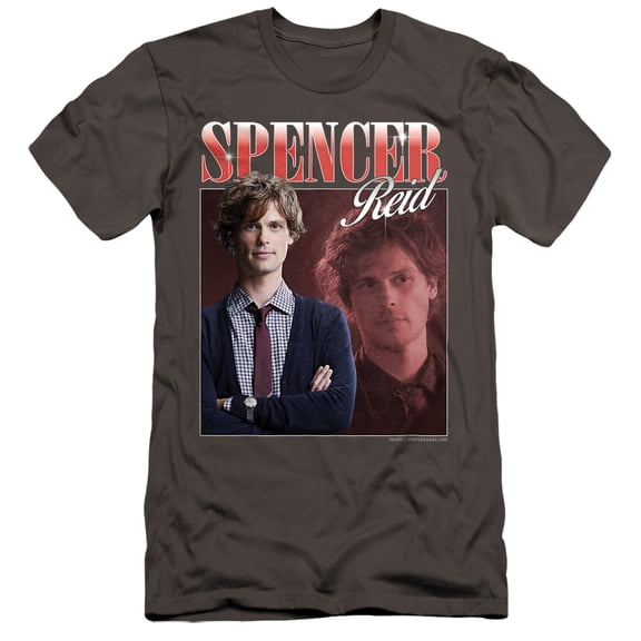 Criminal Minds Spencer Reid Bootleg Unisex Adult Canvas Brand T Shirt, Charcoal, Small