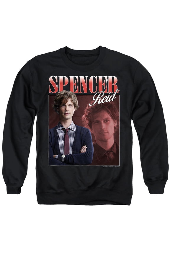 Spencer Reid Bootleg Unisex Adult Crewneck Sweatshirt, Black, Small