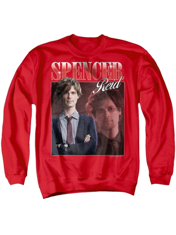 Spencer Reid Bootleg Unisex Adult Crewneck Sweatshirt, Red, Large
