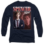 Criminal Minds Spencer Reid Bootleg Unisex Adult Long-Sleeve T Shirt, Navy, Small
