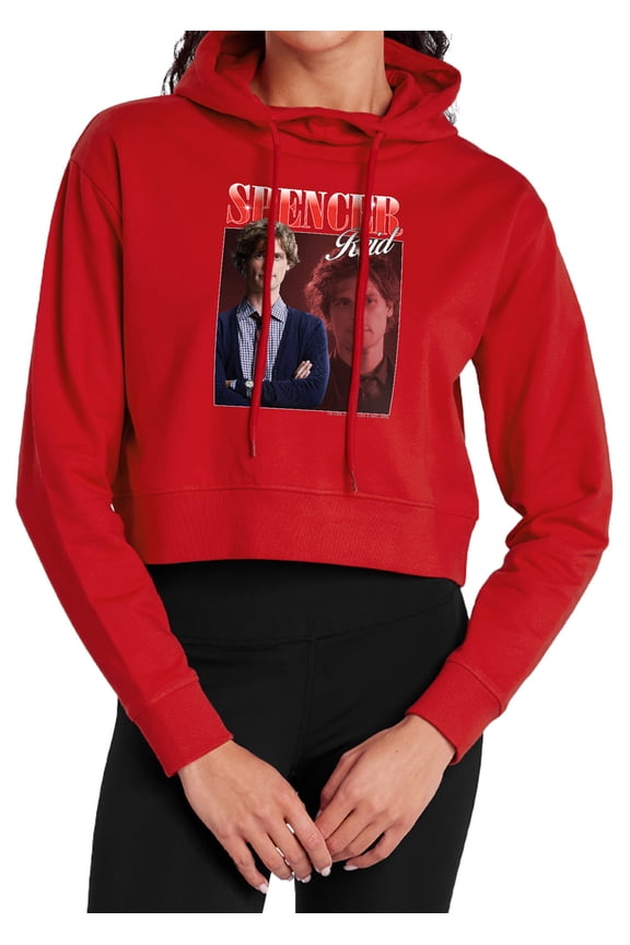 Spencer Reid Bootleg Women's Cropped Hoodie Pullover Sweatshirt, Black, Large