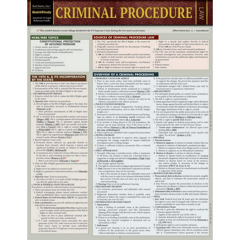Criminal Procedure : a QuickStudy Laminated Reference Guide (Edition 3)  (Other) 