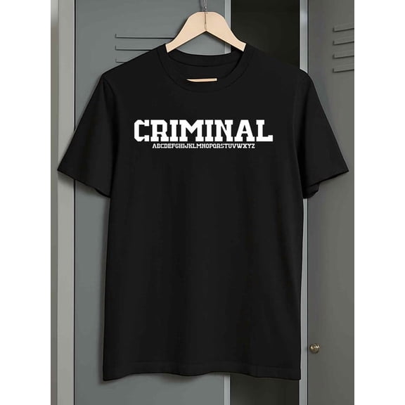 Criminal Tee men's Exercise 180G 100% Cotton black Running Dumbbell Trendy Unisex Shirt Graphic Tee tshirts Casual Unisex Shirt Short Sleeve tshirts