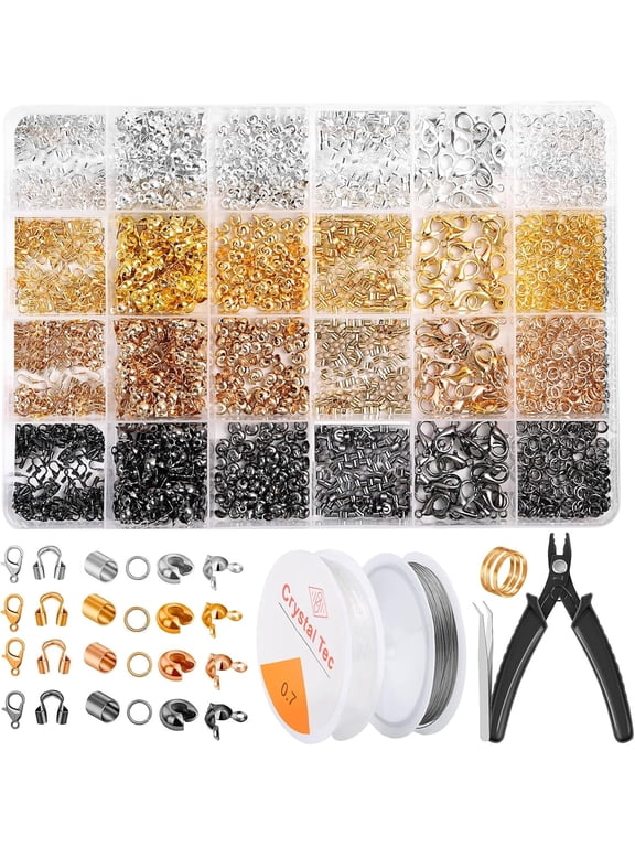 Crimp Beads Jewelry Making Kit with Tools for Bracelet & Necklace Craft, 2200 Pcs