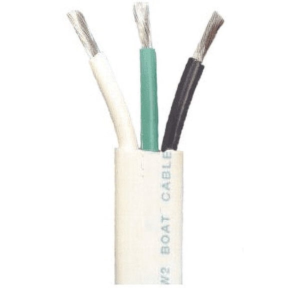 Crimp Supply 12/3 AWG Triplex Tinned Marine Wire, Black/Green/White 250 Feet