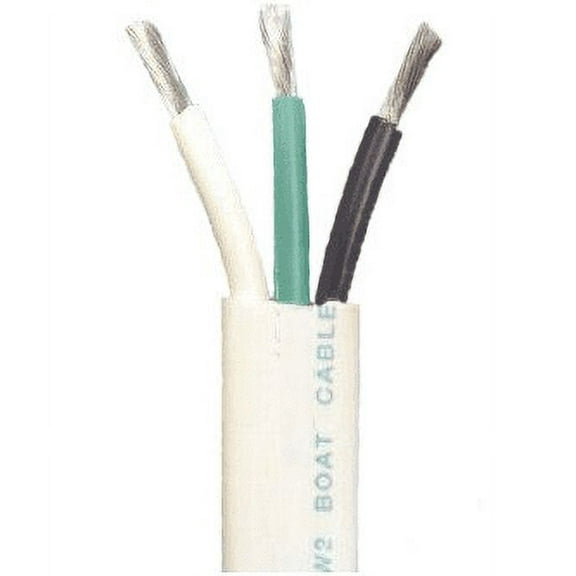 Crimp Supply 14/3 AWG Triplex Tinned Marine Wire, Black/Green/White 100 Feet
