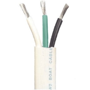 Crimp Supply 14/3 AWG Triplex Tinned Marine Wire, Black/Green/White 100 Feet