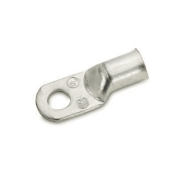 Crimp Supply 4 AWG Tinned Seamless Marine Lugs, 1/4" Post, 5 Pack