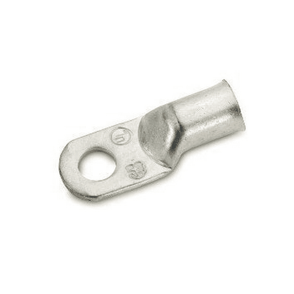 Crimp Supply 4 AWG Tinned Seamless Marine Lugs, 1/4" Post, 5 Pack