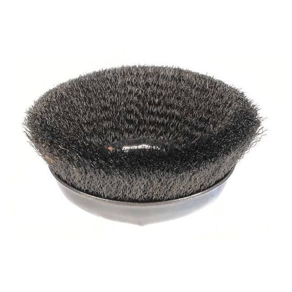 Crimped Wire Cup Brush, 6 in Dia., 5/8-11 UNC Arbor, .014 in Steel Wire