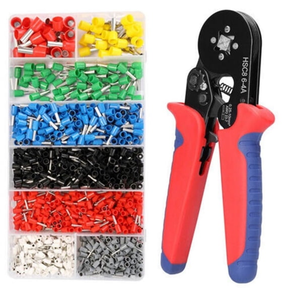 Crimper Plier HSC8 6-4A Ferrule Crimping Tool Kit With 1200pcs Ferrules Connectors Adjustable Ratchet And Lever Crimping Pliers Tool For Wire Sleeves
