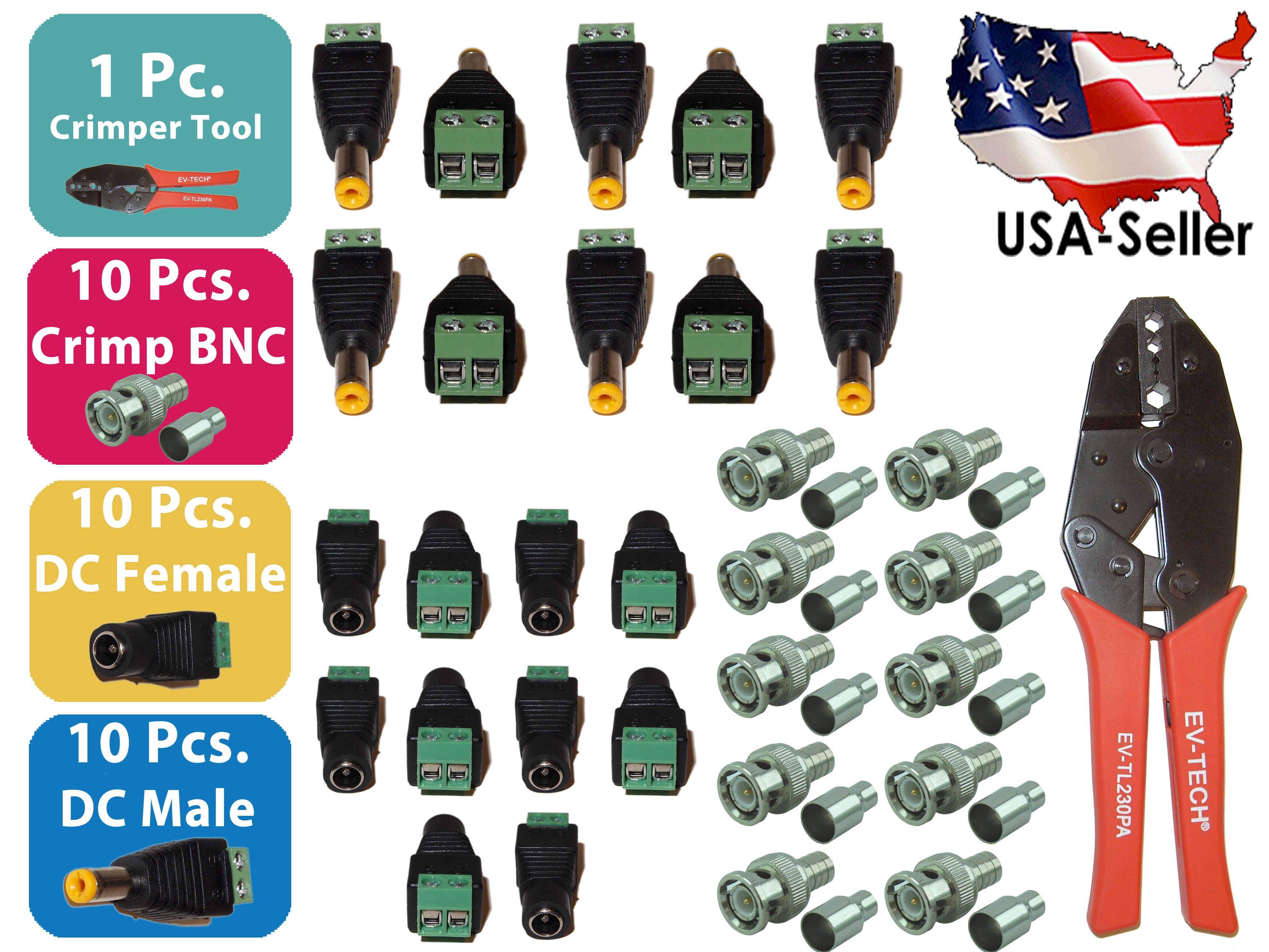 Crimping Crimper Tool Set x10 Crimp BNC x10 DC Female x10 DC Male Screw Terminal