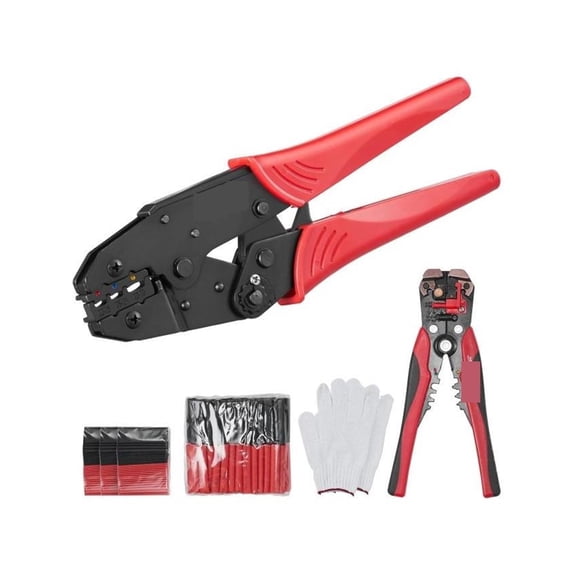Crimping Tool AWG22-10 Heat Shrink/Nylon/Insulated Terminal Crimper Labor-Saving Ratcheting Wire Crimp Pliers With Gloves ,Professional Tools