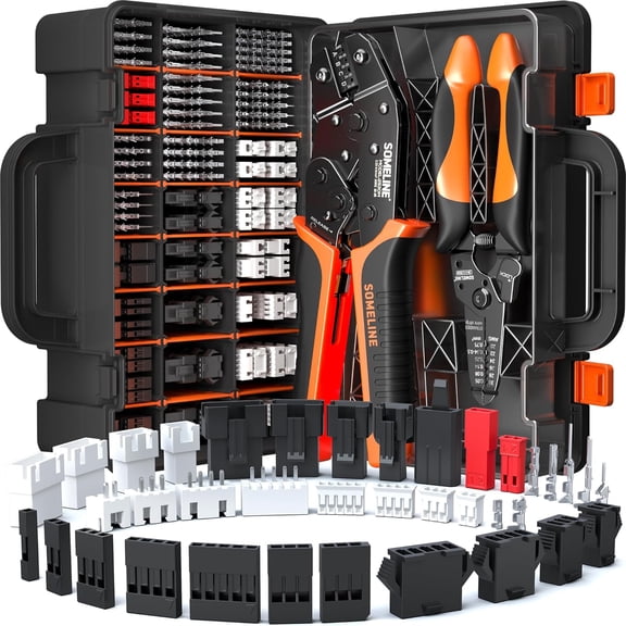 Crimping Tool Connector Kit, 37 Types JST-XH/SM/SYP 2.5mm & Dupont 2.54mm Connectors, 32-20 AWG Ratchet Crimper for JST & Dupont - Assortment for DIY Electronics, RC Models, and 3D Printing