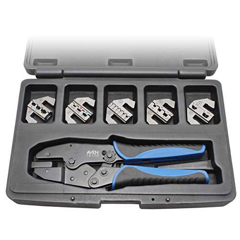 Crimping Tool Set 6 Pc By Ratcheting Wire Crimper With Interchangeable