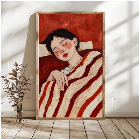 Crimson Abstract Figure Poster, Unframed Paper Poster 8x10in