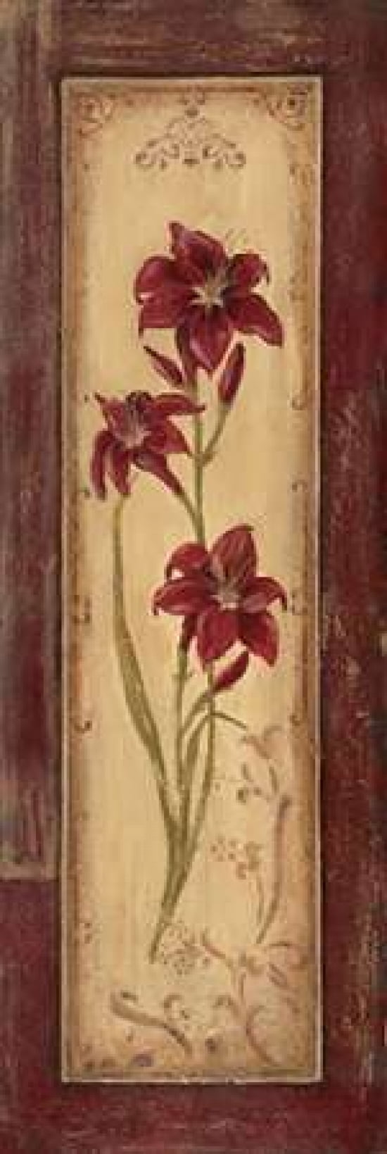 Crimson Blooms II Canvas Art - Jo Moulton (12 x 36)