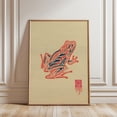 thumbnail image 1 of Crimson Blue Frog Linocut Folk Animal Graphic Nature Wall Art, Unframed Paper Poster 16x20in, 1 of 4