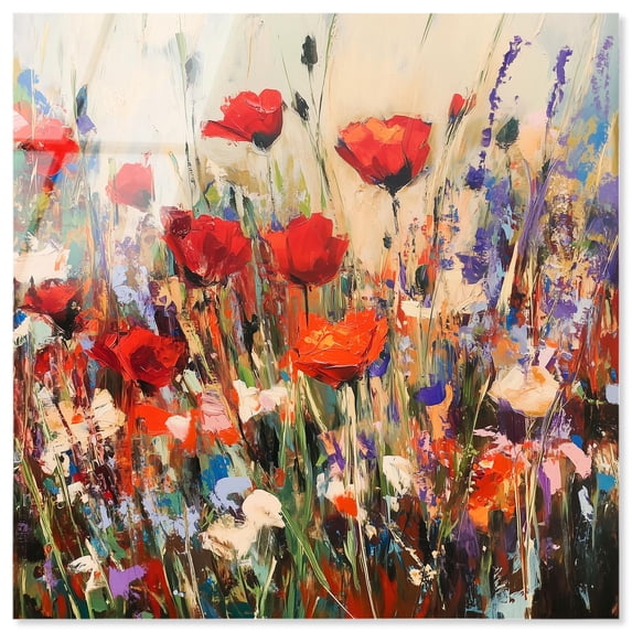 Crimson Chorus I Acrylic Print Floral Wall Art by Art Remedy, Ready to Hang, 16 x 16