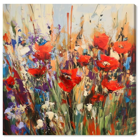 Crimson Chorus II Canvas Print Floral Wall Art by Art Remedy, Gallery Wrapped, 30 x 30
