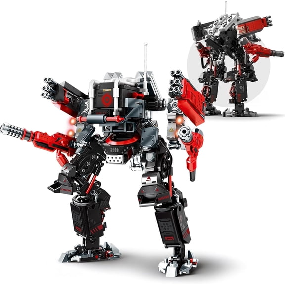 Crimson Combat Mech Robot Building Kit, CityInspired Warrior Mecha Model, Creative HandsOn Assembly Construction Toy, Collectible Display Robot Toy for Teens and Adults, 523 Pieces
