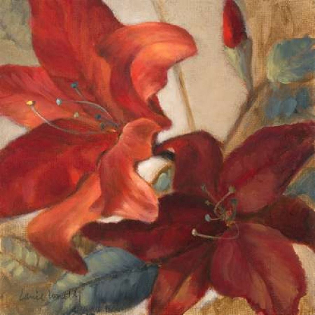 Crimson Fleurish I Canvas Art - Lanie Loreth (24 x 24)