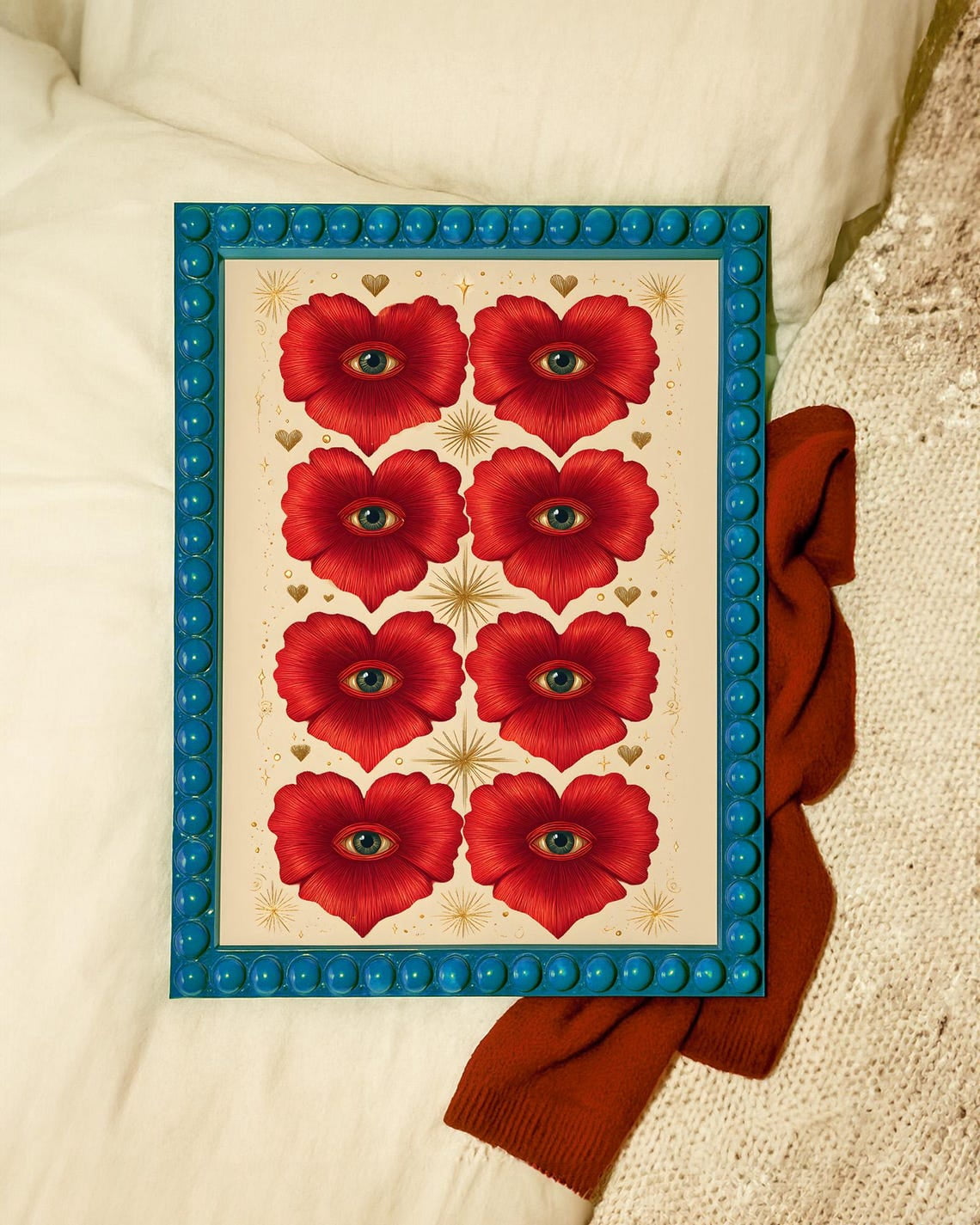 Simbul Love Crimson Heart Eyes Wall Art Print, Sacred Love Symbol And Mystical ...
