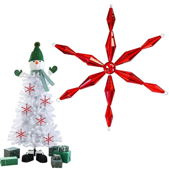 Crimson Long‑Point Faceted Crystal Snowflake Ornament, Crystal Ornaments for Christmas Tree,Vibrant Red Christmas Ornaments 2026 for Holiday Tree & Window Decor