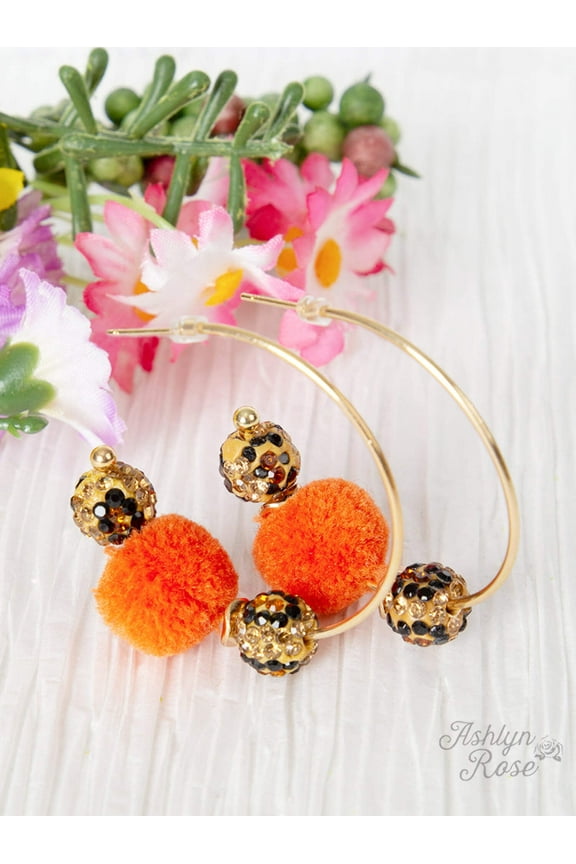 Crimson Orange Fuzzy Leopard Hoop Earrings
