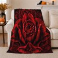 thumbnail image 1 of Crimson Rose with Ornate Black Scrollwork, Romantic Gothic Floral Motif for Flower Lovers, Valentine's Day Gift, Soft Flannel Blanket for Bedroom and Guest Room, Elegant Home Decor, 1 of 9
